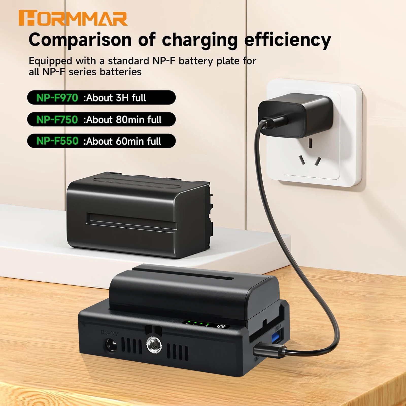 NP-F Batterieladegerät Batterieadapterplatte Kaltplattenadapter 1/4 Zoll für NP-F550 F750 F970 für BMPCC 4K 6K DSLR ILDC – Detail 2