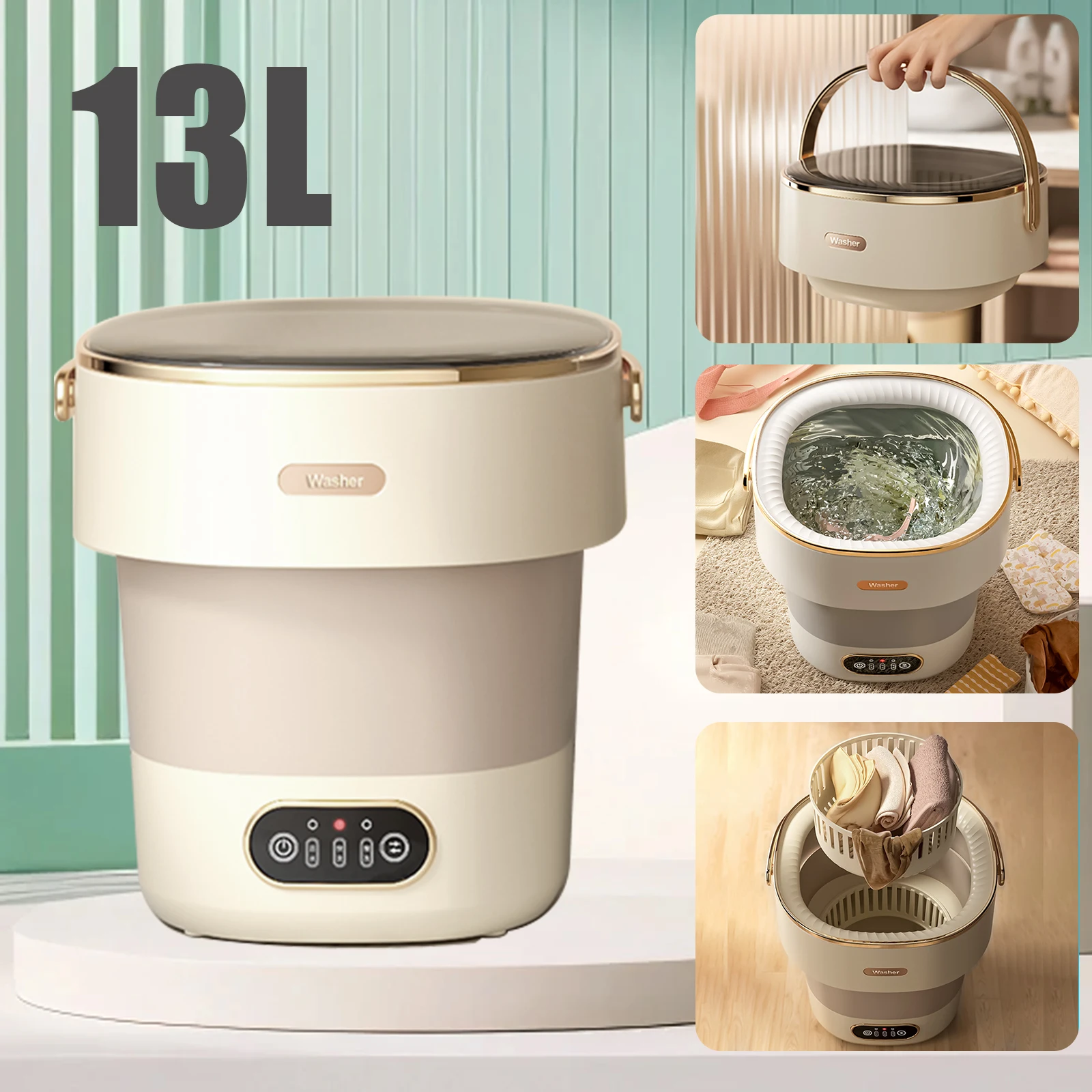 13L Portable Folk Washing Machine with Spin Dryer for sstocks Underwear Panties Washing Home wide Capacity Washing Machine