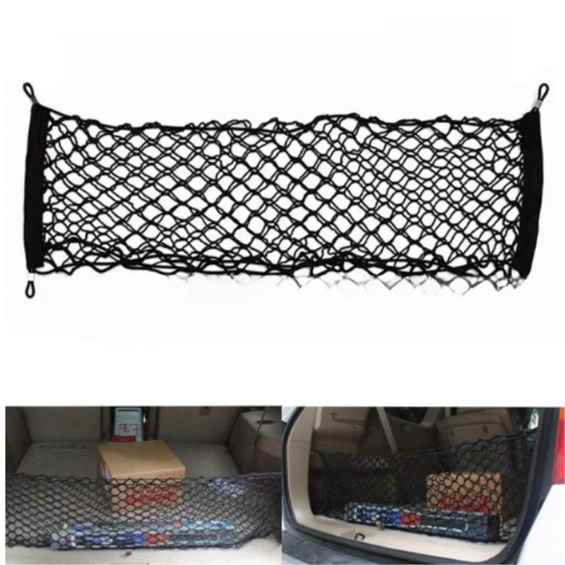 90 * 40 cm Siatka do bagażnika samochodowego Elastyczny nylonowy tylny bagażnik Organizer bagażnika Uchwyt na siatkę Akcesoria samochodowe — zdjęcie 2
