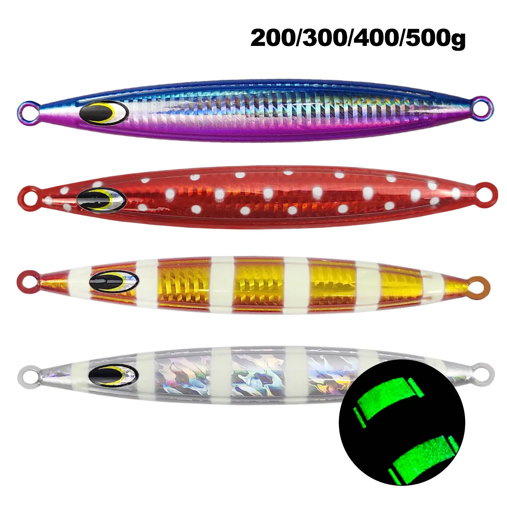 Aventik Metal Jig 200g 300g 400g 500g jigging lures Roller Slow Fall Jig Lure Luminous jigs fishing lures for Deep Sea Fishing 