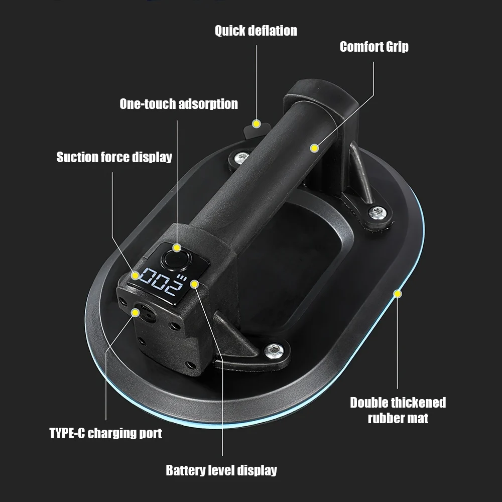 200 كجم الحمولة 8 بوصة الكهربائية كوب شفاط المكنسة الكهربائية رافع الثقيلة باليد رافع للزجاج لتحريك بلاط الجرانيت الكبير