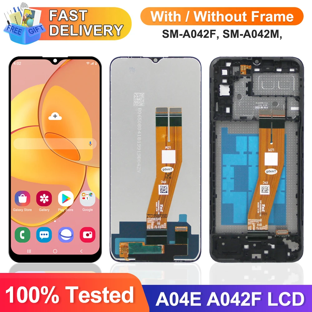 A04E Screen for Samsung Galaxy A04e A042 A042F A042F/DS Lcd Display Digital Touch Screen Assembly with Frame for Samsung A04e