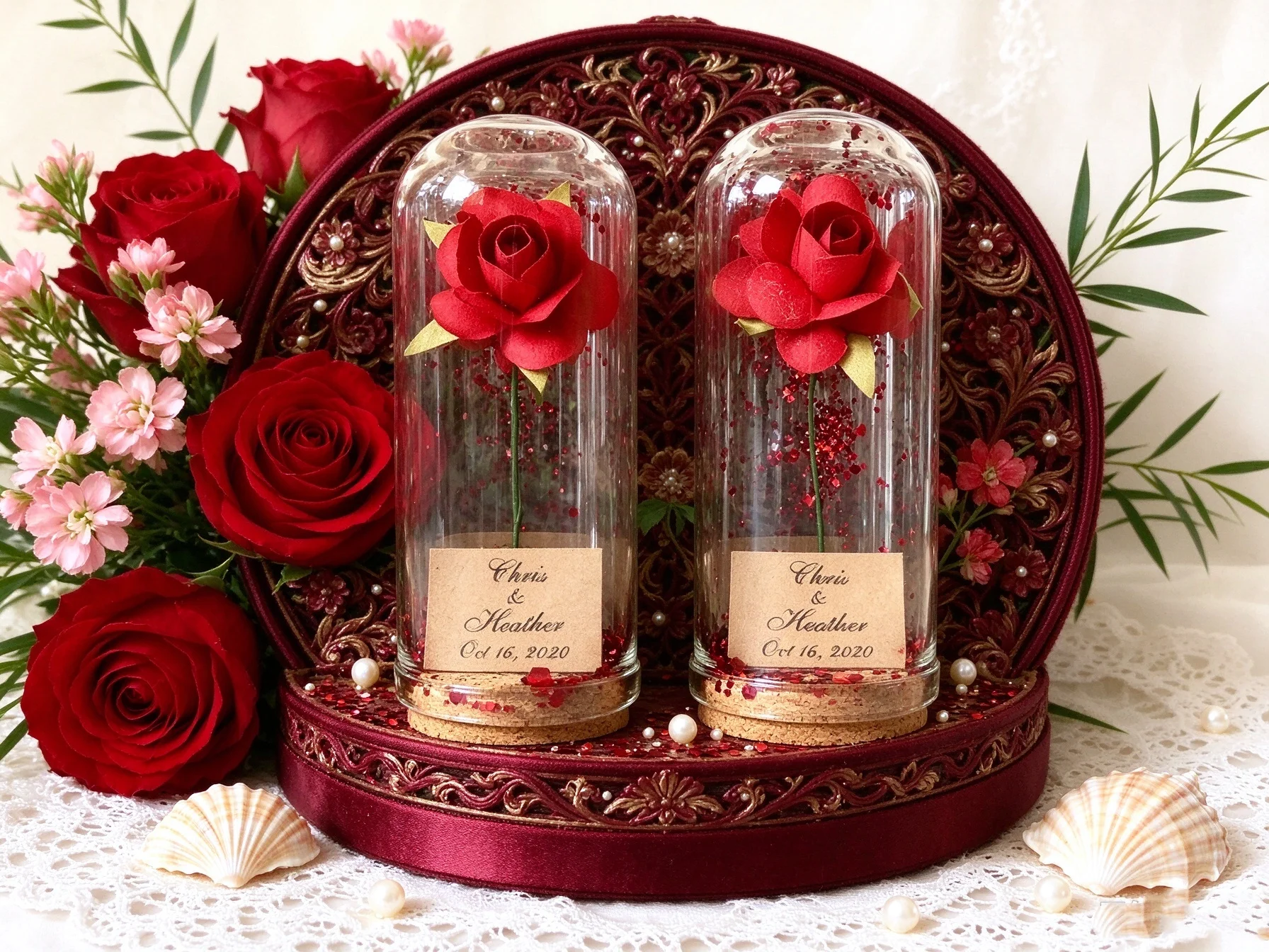 Bulk Mini Rose Glass Dome Wedding Favors, Personalized Thank You Gifts, Custom Souvenirs for Bridal Shower Baby Shower