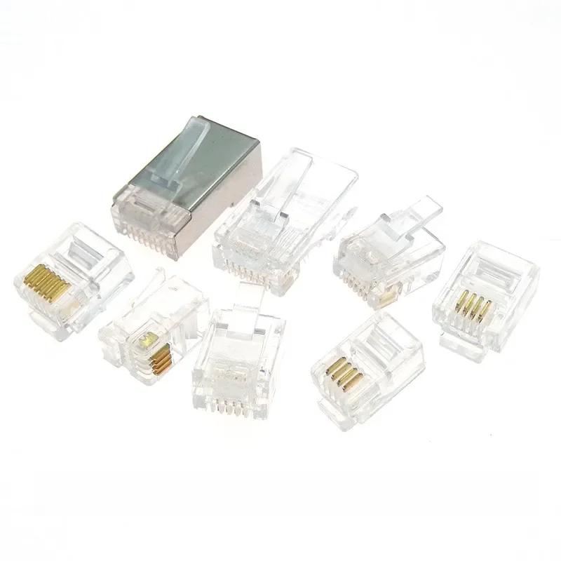 20 pièces RJ11 4P4C 6P2C 6P4C 6P6C 8P8 téléphone Internet prise modulaire Jack connecteur RJ45 RJ-11 têtes de cristal plaqué or