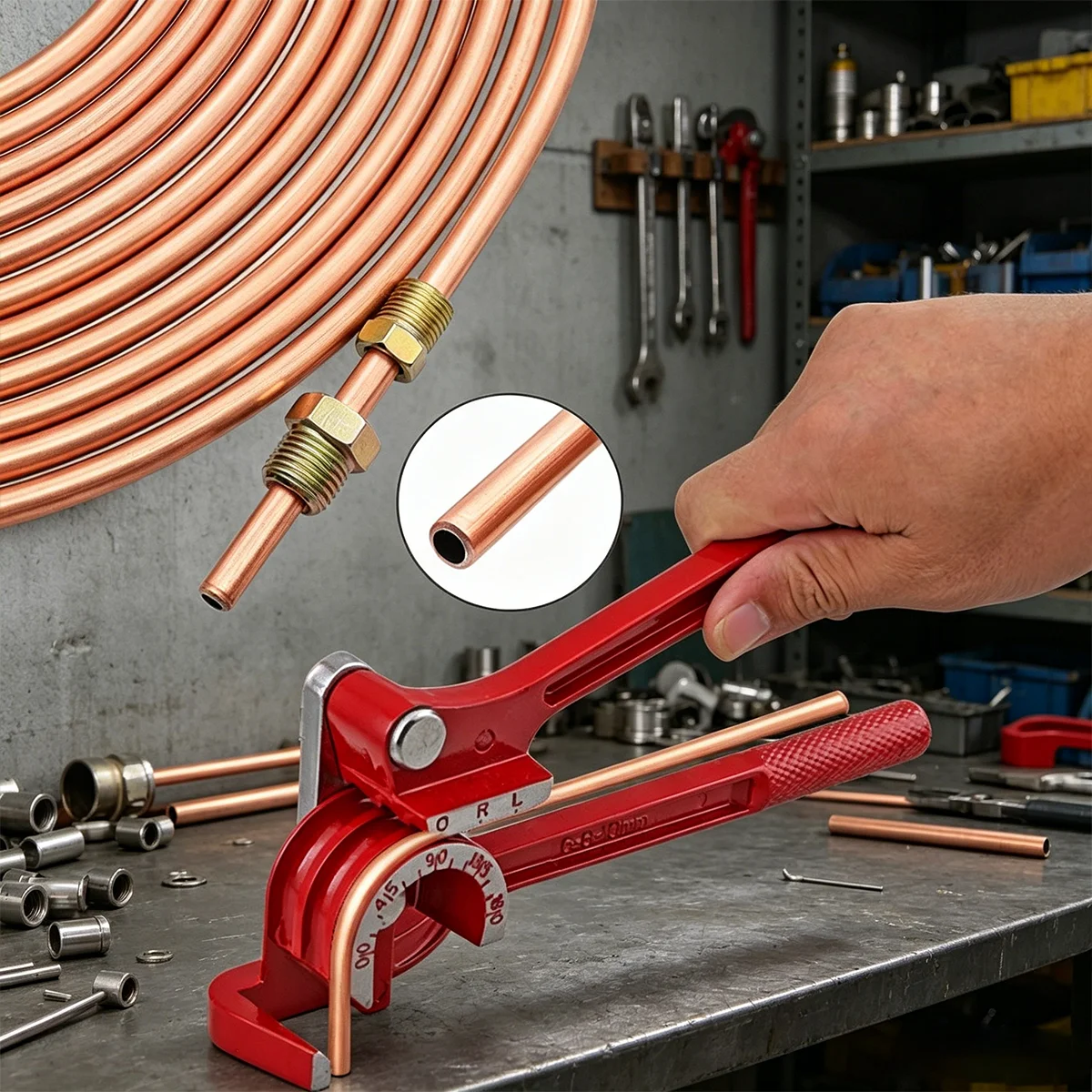 3-in-1 Rohrbiegegerät (6/8/10mm), Robustes Manuelles Rohrbiegegerät für Kupfer-, Aluminium- und dünnwandige Stahlrohre; Rohrreparaturwerkzeug – Detail 11