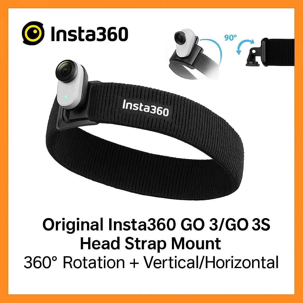 

Оригинальный ремешок на голову Insta360 GO 3 GO 3S, горизонтальный вертикальный POV, аксессуар для стрельбы с регулируемым вращением