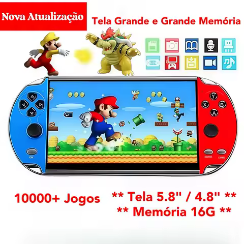 Videogame Portatil Tela 5.1" +10000 Jogos Retro, Console de Mão Memoria Expansivel