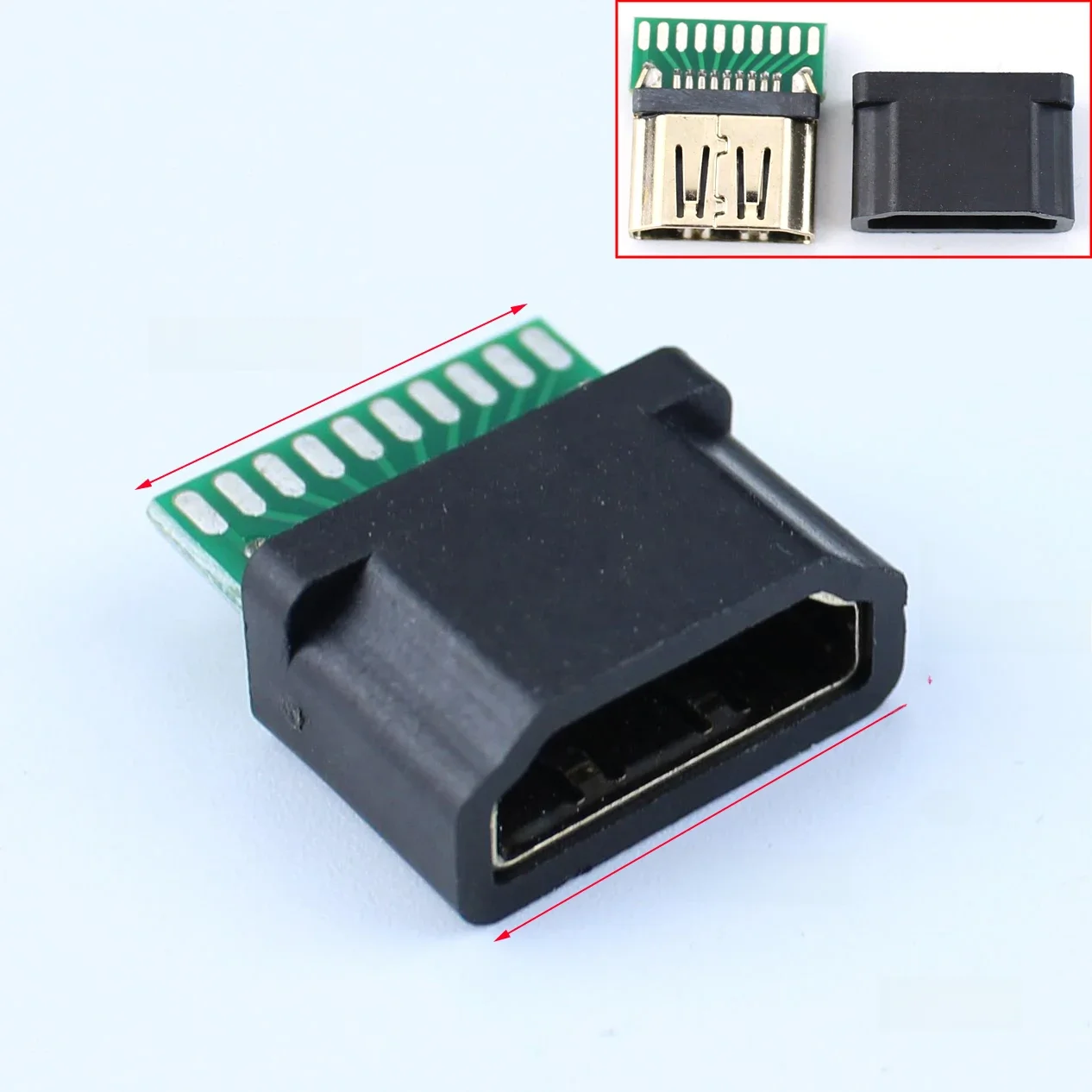 1/2/3/5 szt. 19PIN 19P HDMI żeńskie złącze typu jack/gniazdo z płytką PCB typ lutowania z plastikową obudową — zdjęcie 2