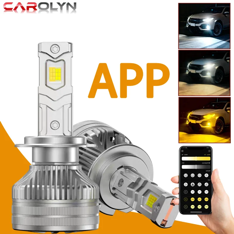

APP Control H7 Car Headlight Bulbs H4 Mini Turbo Headlight H1 H11 D2 9005 HB3 9006 HB4 LED Car Lights 3000K 4300K 6000K 3 Colors