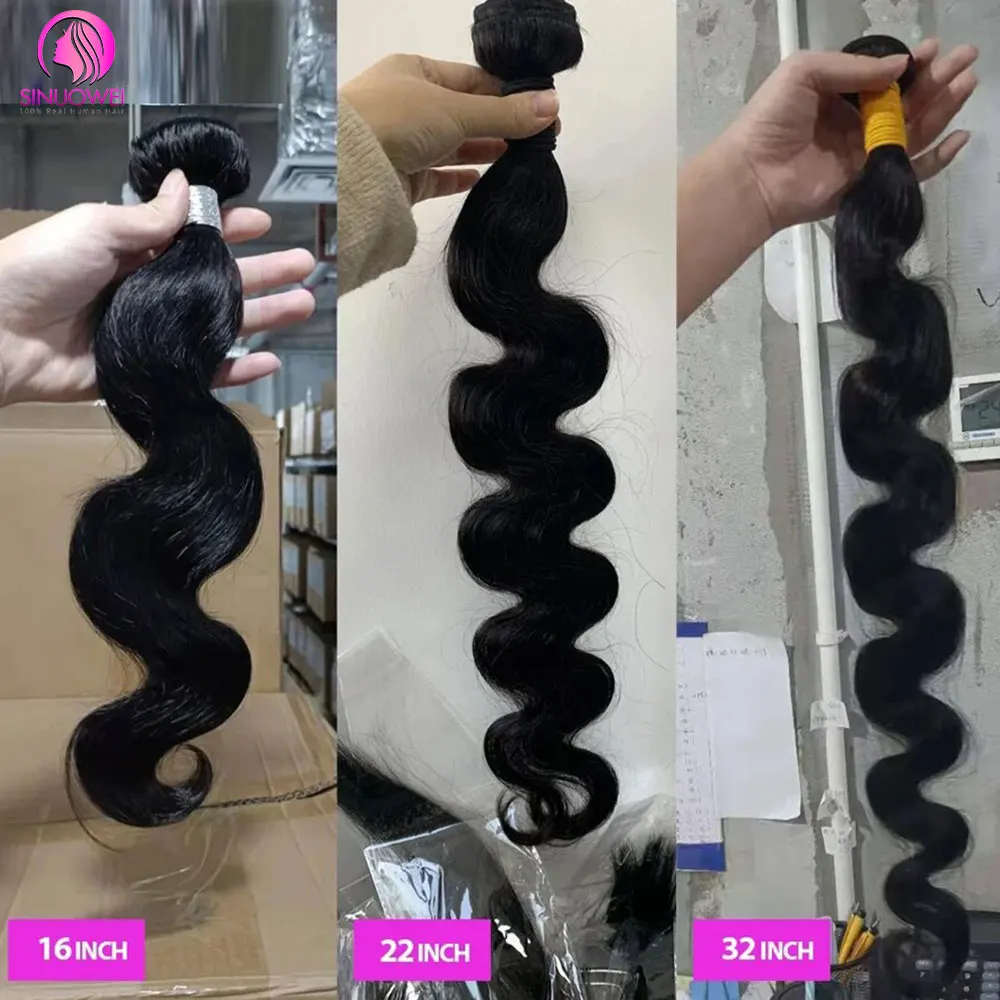 12A Body Wave Bundles 30 32 Inch Raw Black 3 4 Bundles Hair Indian Remy Hair Virgin Unprocessed 100% Human Hair Extensions