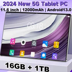 Tableta de 2024 pulgadas con Android 11,6, 16GB de Ram, 1TB de Rom, 13,0 mAh, red Bluetooth, 4G, 5G, Pc, nueva versión Global, 12000