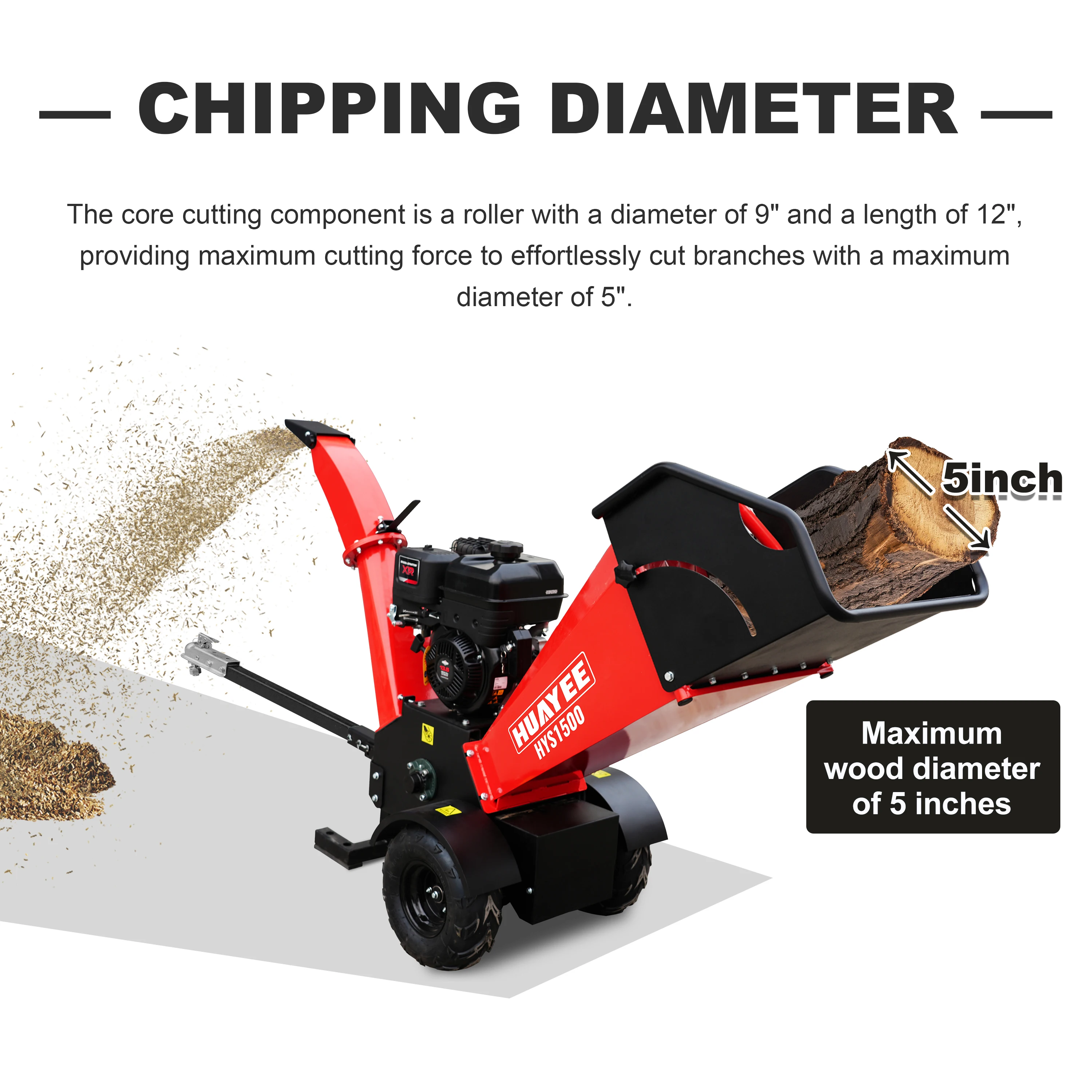 5 بوصة 420cc تعمل بالغاز آلة طاحونة الخشب مع قضيب السحب/زر إيقاف الطوارئ