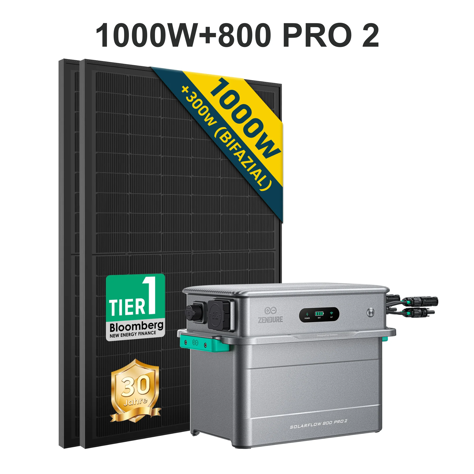 Zendure Solar Flow 800 Pro2, 1,92kWh ausgerüstet 1000W Balkonkraftwerk mit Speicher 0% MwSt.