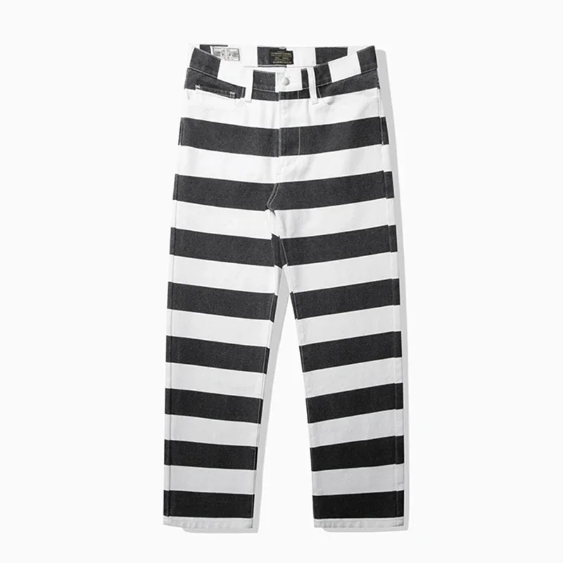 [24 HOUR SCHNELLER VERSAND] 16oz Hochwertige schwere Baumwolle Herren Gestreifte dicke Canvas-Hose Langlebige lässige gerade Cargohose