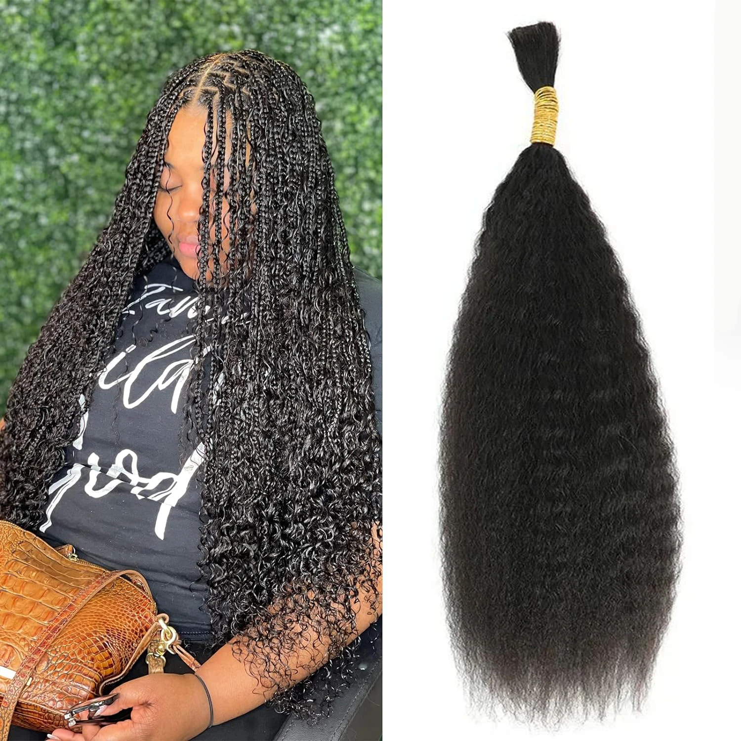 Human Braiding Hair Kinky Straight 50g/pack Human Hair Bulk for Braiding No Weft Curly Natural Human Hair Extensions for Braids