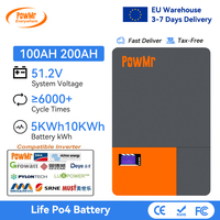 PowMr 51.2V 100Ah 200Ah LiFePO4 Lithium Battery 5KWh 10KWh Powerwall Energy Solar Batteries With CAN RS485 16S BMS 6000+ Cycle