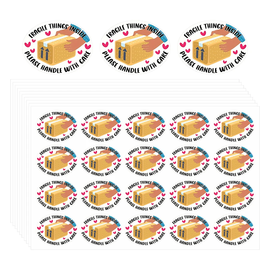 

200 шт. наклейки с ручкой и уходом — хрупкие вещи внутри, овальные самоклеящиеся этикетки 1,5x1,18 дюйма