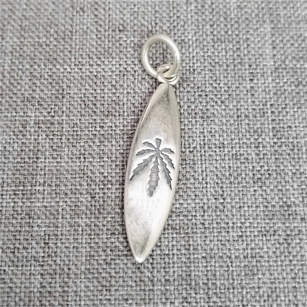 

2pcs of 925 Sterling Silver Surfboard Charm Maple Tree Plant Pendant for Bracelet