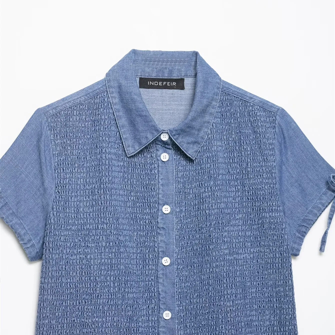 Women Blue Smocked Denim Shirt - Women Fashion Blouse review and price