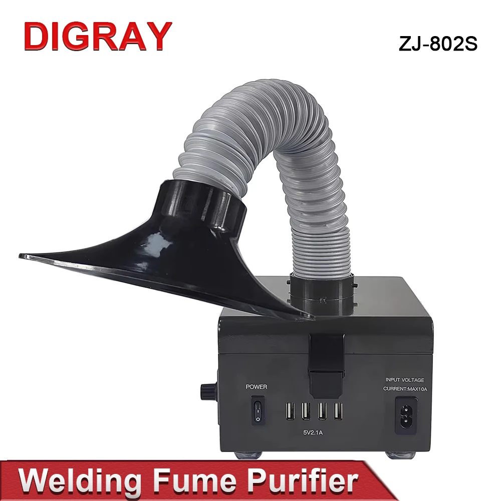 DIGRAY ZJ-802 ZJ-802S Welding Fume Purifier Air Dust Fume Purifier USB Fast Charger Industrial Mobile Phone PCB Welding Repair