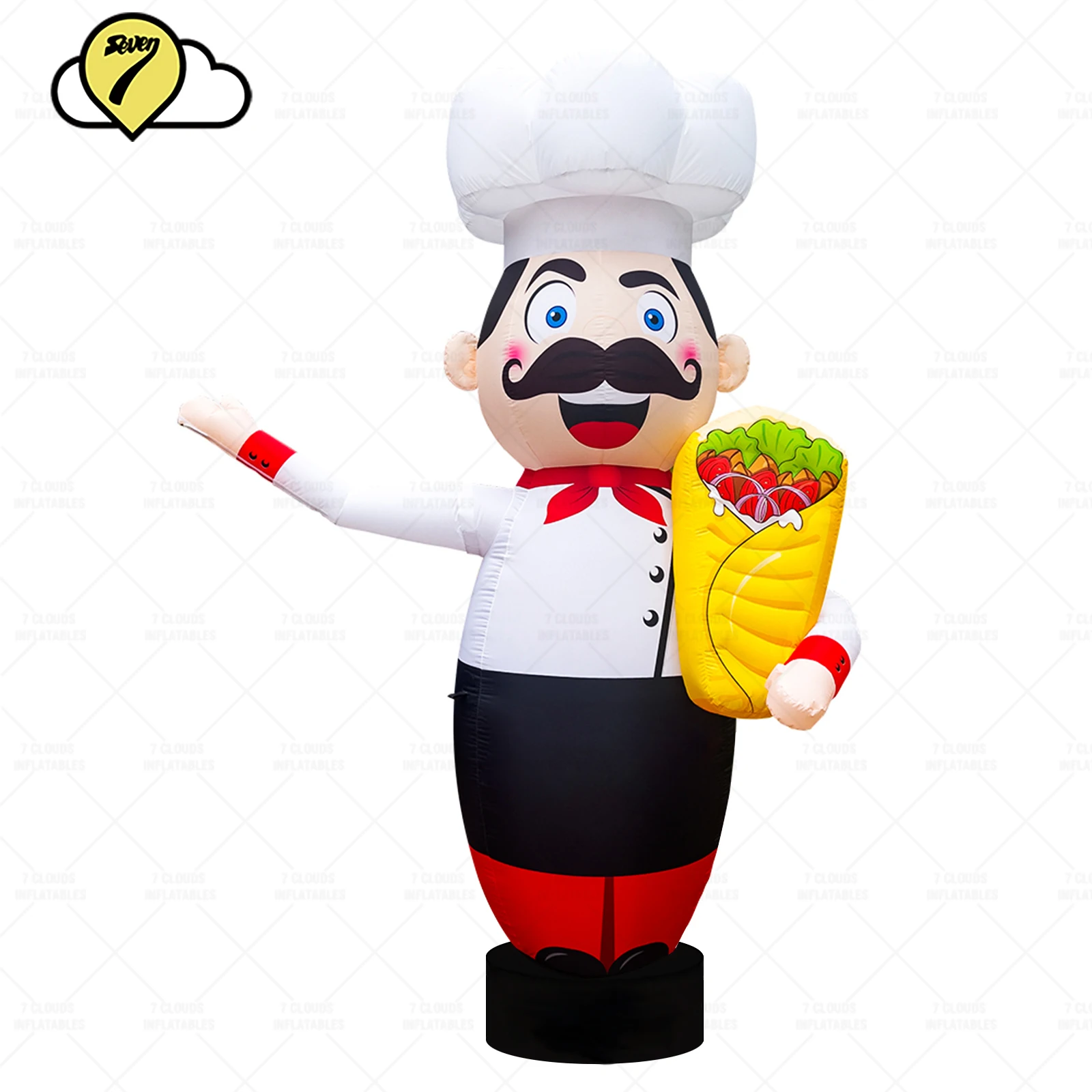 3M New Inflatable Advertising Restaurant Chef Man Sandwish Fast-Food Shop Balloon Air Dancers Tacos Traditional Mexican Burrito