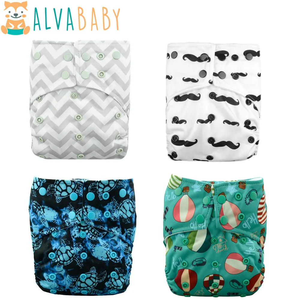 U PICK ALVABABY Baby Cloth Diaper AI2 Baby Nappy Double Gusset Cloth Diapers Baby with 1pc Snap Microfiber Insert