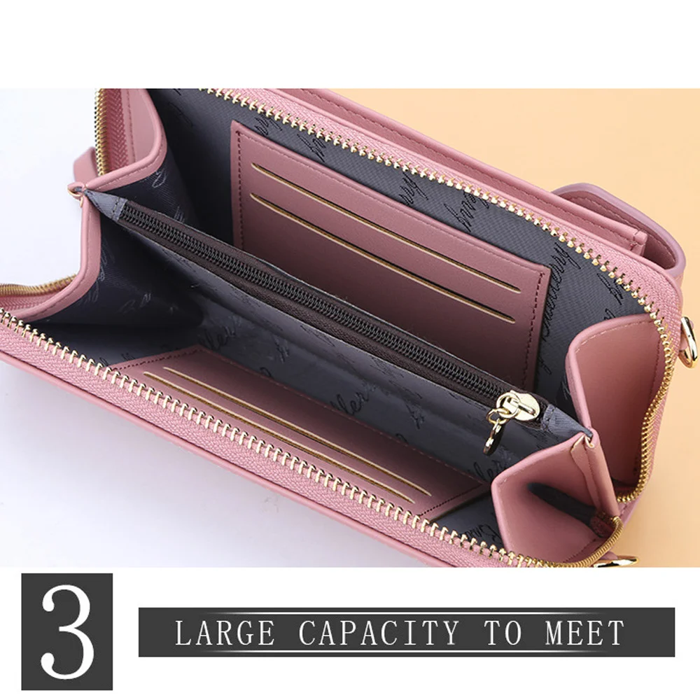 Multifunctional Phone Bag Twill PU Ladies Wallet Large Capacity Travel Wallet For Smartphones Below 6.5 Inches iphone Samsung