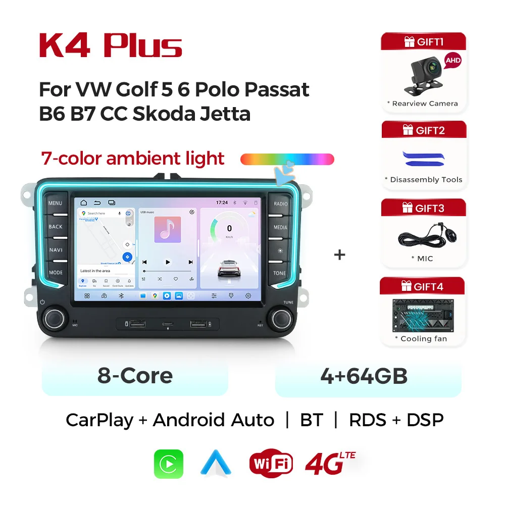 Mekede Android 13 Autoradio Multimedia Speler Voor VW Volkswagen Skoda Octavia Golf 5 6 Touran Passat B6 Polo Jetta Carplay AUTO