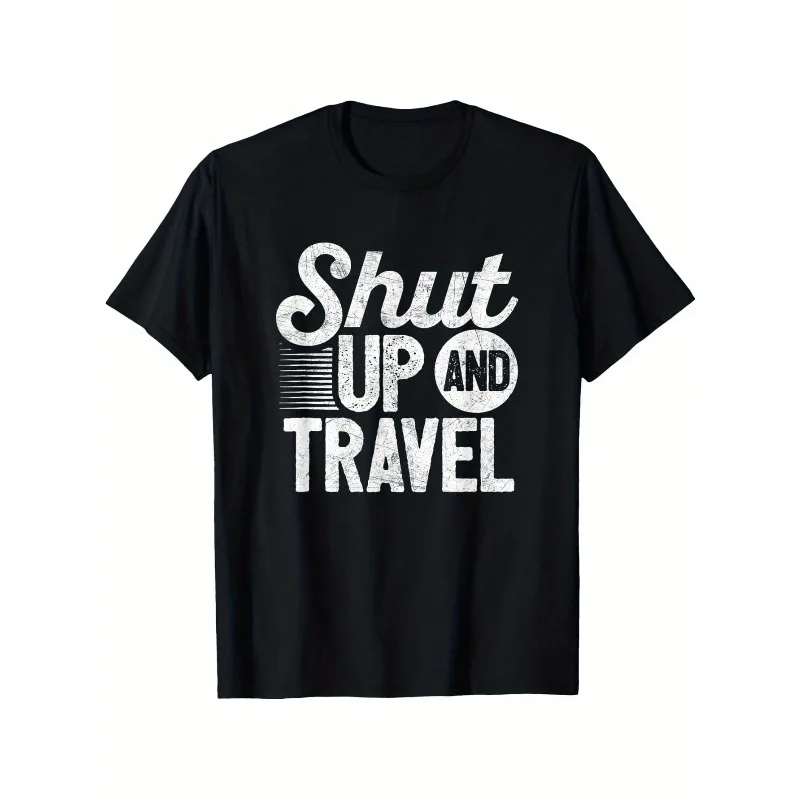 

Shut Up and Travel Humor Graphic T-Shirt Pure Cotton Unisex Casual Tee with Bold White Print Travel Humor Apparel | Unisex Fashi
