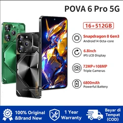 HOT Pova 6 Pro Global Version Smartphone 6.8 inch Full Screen 5G Cell Phone 16TB+1TB 6800mAh Mobile Phones 108MP Celulare