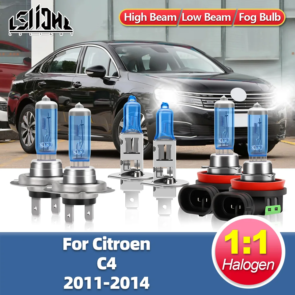

LSlight для Citroen C4 2011 2012 2013 2014 супер яркие белые галогенные фары 100 Вт автоматическая лампа 6000K автомобильные фары дальнего ближнего света