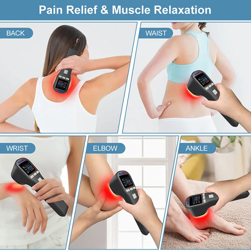 Handheld low level laser therapy device for ligament repair pain relief anti-inflammation with 4x808nm+16x650nm 20 diodes 880mW