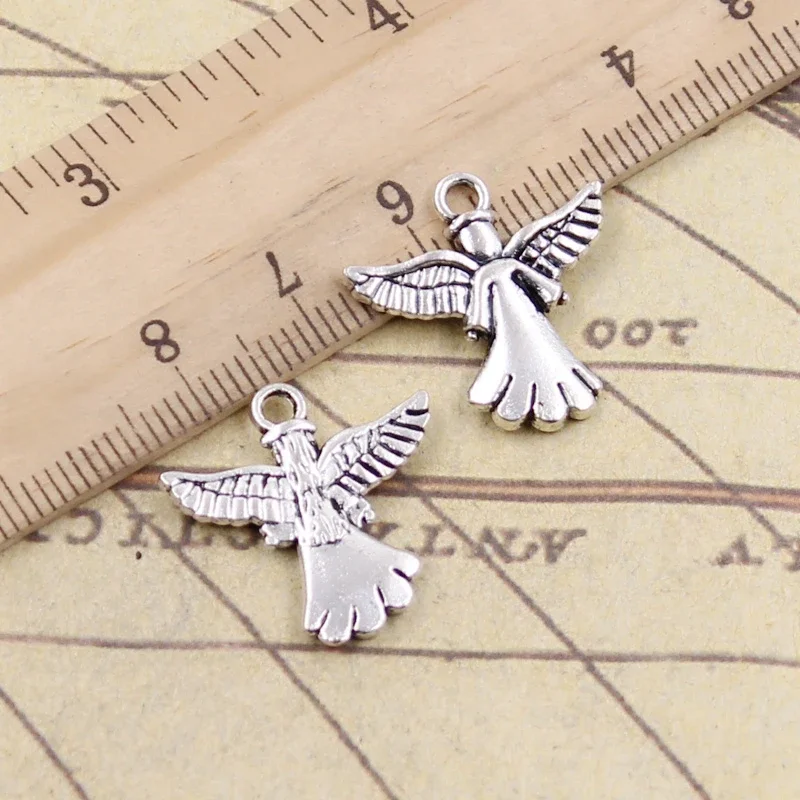 10 sztuk Charms anioł 22x21mm tybetański srebrny kolor wisiorki antyczna biżuteria Making DIY Handmade Craft — zdjęcie 2