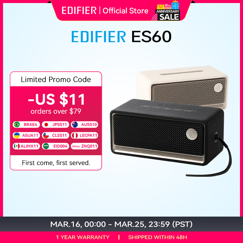  Edifier ES60 Portable Bluetooth Speaker Mini Sound Box Wireless Sound Bar 36W RMS Outdoor IP66 Waterproof Long Battery Life 