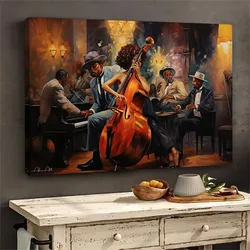 Jazz Band Canvas, Music Themed Printed Posters, Fashionable Home Decor, Party Background Wall Decoration Painting, Ideal Gift