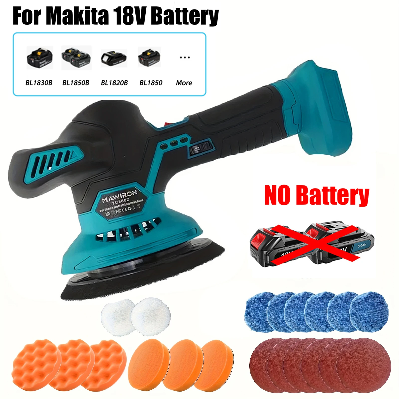Cordless Car Buffer Polisher, Compatible with Makita 18V Battery,Car Polisher Buffer Machine with 6 Variable Speed,24 Accessorie