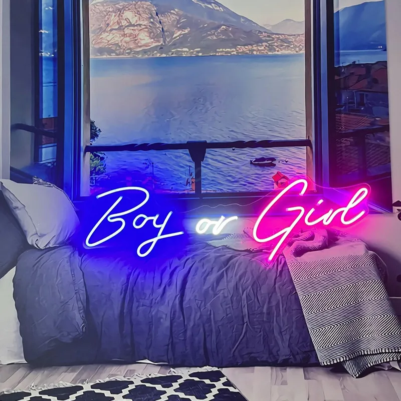 Boy or Girl Neon Signs Light Custom, Baby Shower Gender Reveal Party Decoration Led for Home Room Birthday Supplies