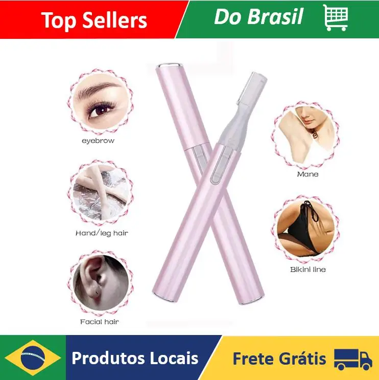 Caneta Depiladora Elétrica para Sobrancelha/Rosto / Aparador de Pelo Pequeno e Portátil para Corpo / Depilador