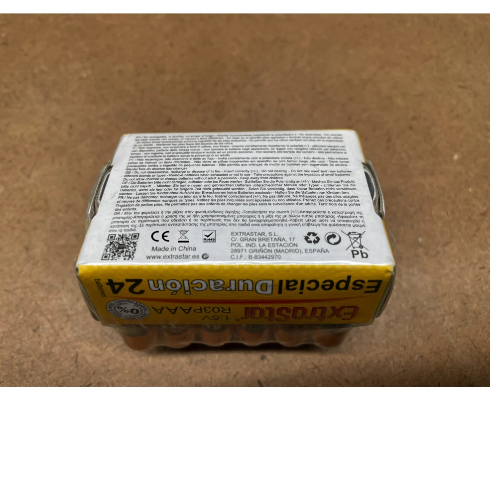 Dacada2005 Pilas de larga duracion AAA de 1,5 voltios, Gama Performance, Paquete de 24 Blister de 4 retractil Bateria Secas de carbón NO MERCURIO Zinc y Carbono
