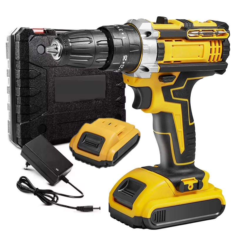 21V Cordless Impact Drill Electric Screwdriver Electric Hammer Drill Mini Wireless Hand Drill Lithium-Ion Battery Power Tools