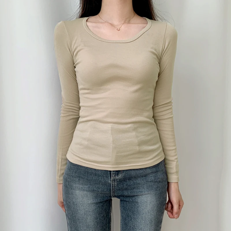 Women's Tit Tit TC Round Neck Long Sleeved T-Shirt Slim Fit 2