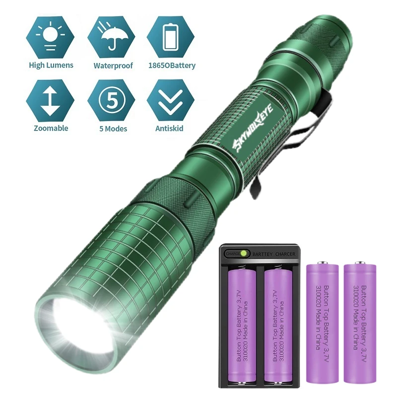 

Super Bright LED Flashlight Zoomable Handheld Flashlight with 5 Working Modes for Emergency Camping Gift