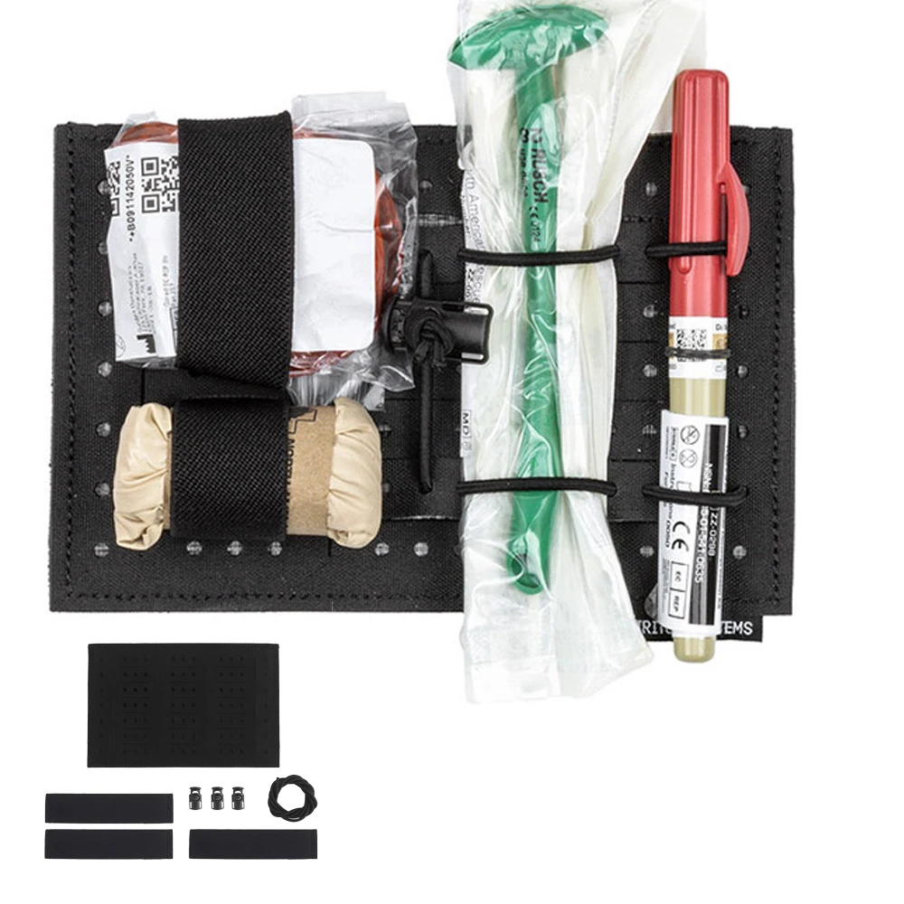 

Tactical Portable Medical Insert Pouch First Aid Kit Organizer Pocket Laser Cut Grid Face Panel with Elastic Rope for Outdoor