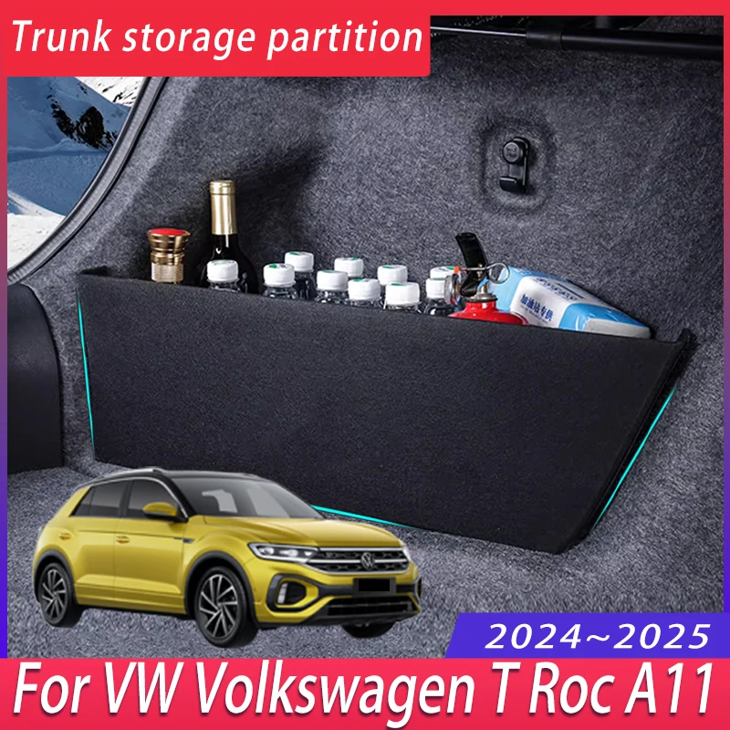 For VW Volkswagen T Roc A11 2024~2025 Car Thickening Trunk Storage Partition Multifunction Storage Box Auto Interior Accessories