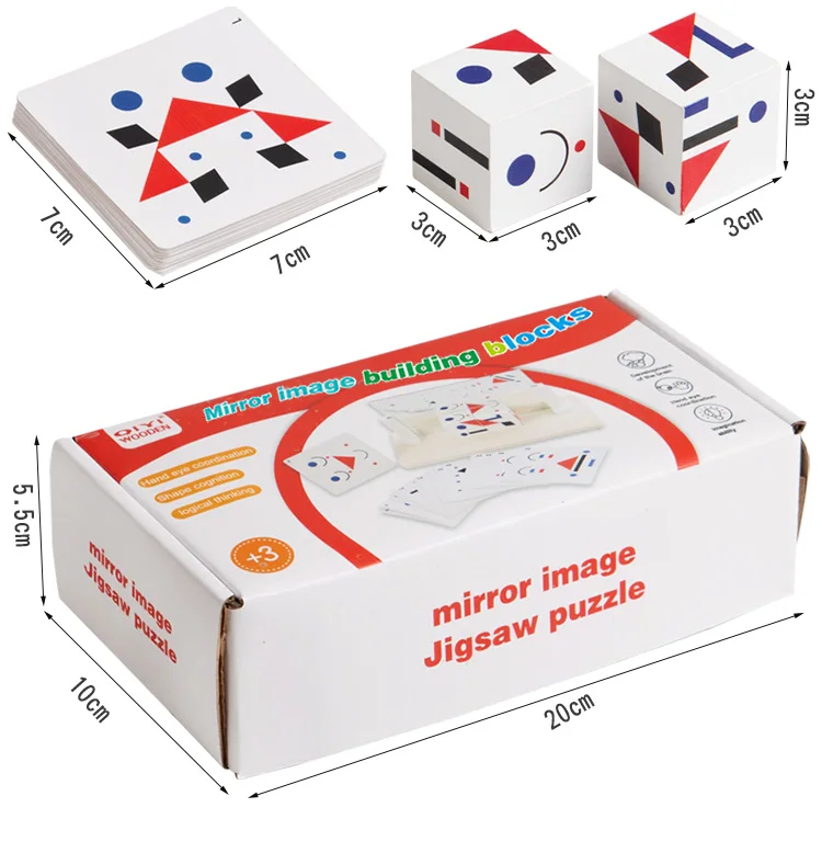 Montessori Spiegel Puzzle Spielzeug für Kinder Holz Frühe Pädagogische Spielzeug Logisches Denken Raum Training Gehirn Spiel Reise Spielzeug Geschenke – Detail 9