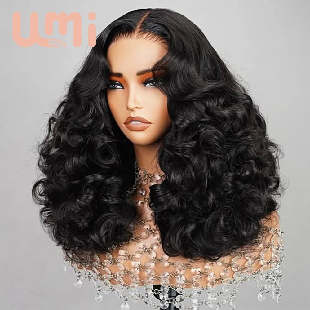 

Umi 230% Glueless Human Hair Wavy 13x4 Transparent Lace Front Wigs For Women Body Wave Lace Frontal Wig Short Bob Wig Human Hair