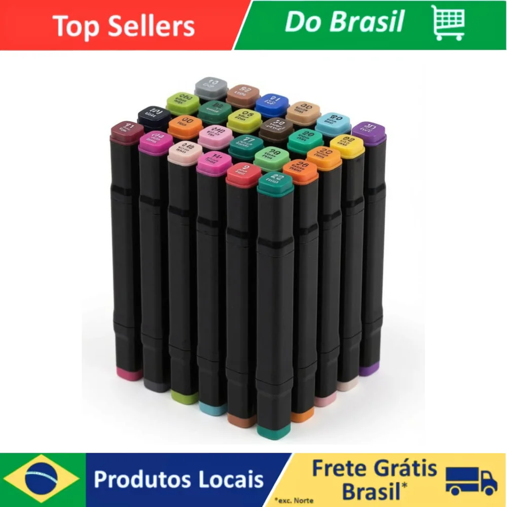 Estojo Infantil 24 Canetinhas Marca Texto para Desenhar e Colorir