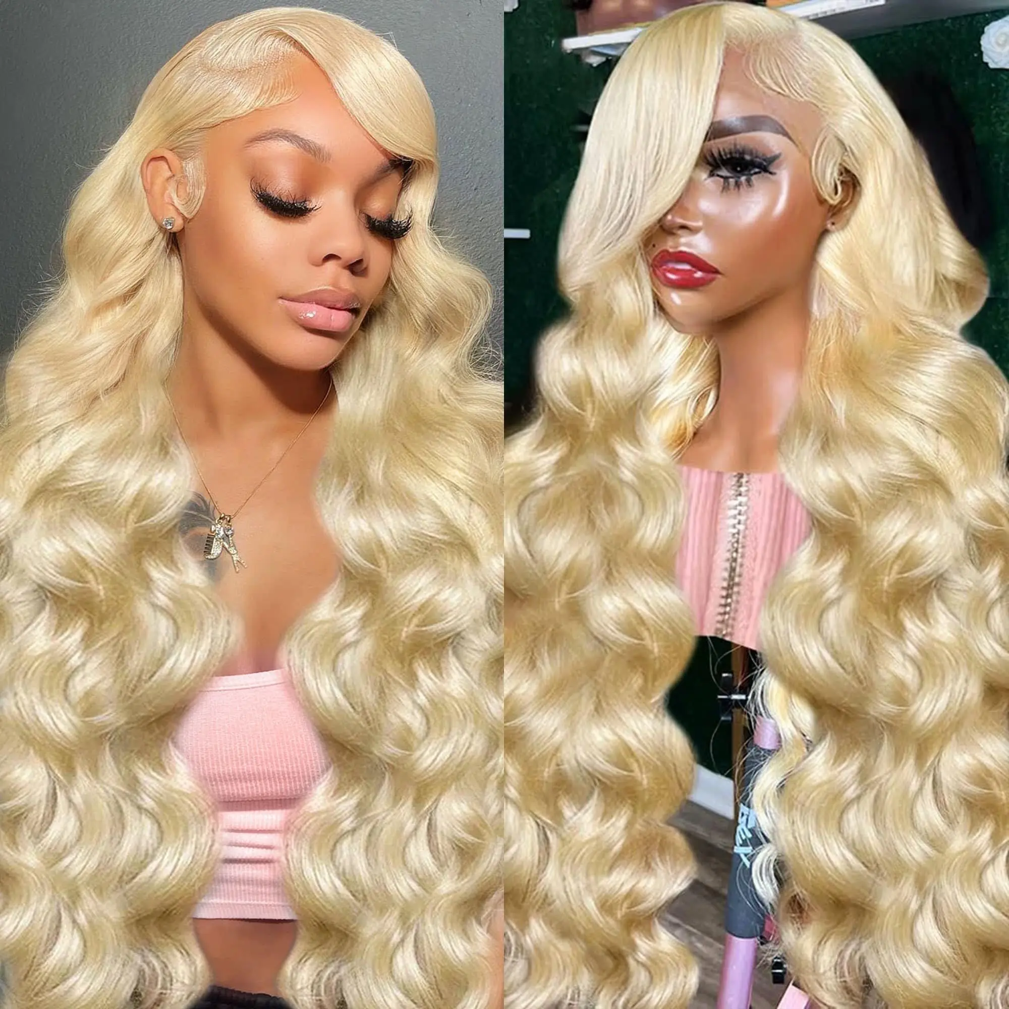 613 Blonde 13x4 HD Transparent Lace Front Wigs Human Hair Body Wave ludzki włos koronkowa peruka na przód 180% gęstości peruki z ludzkich włosów