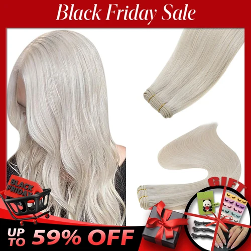 Ugeat-extensiones de trama de cabello humano para mujer, mechones de cabello Natural suave de 14-24 "", 100G, cosido