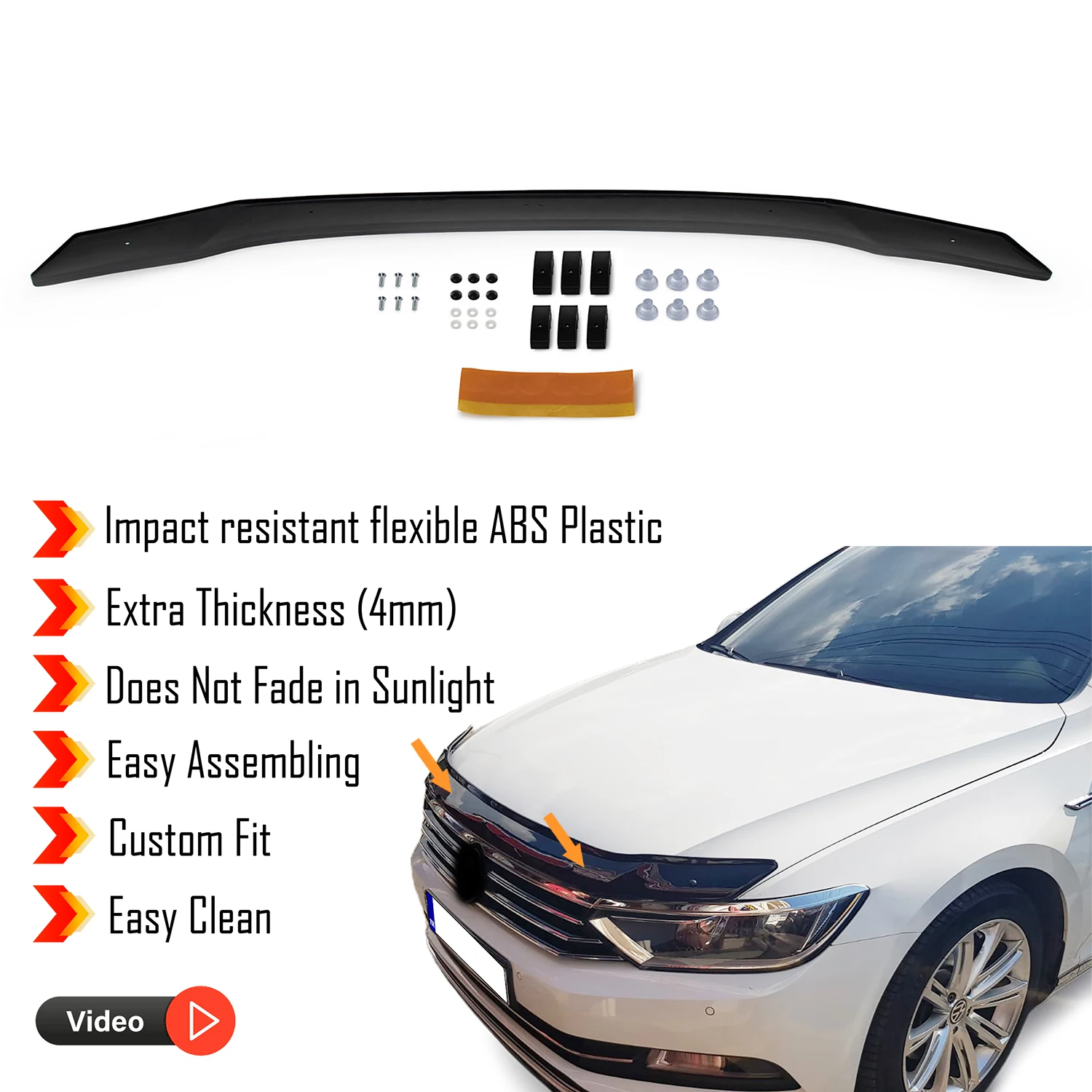 Hood Deflector Guard for Volkswagen Passat B8 (2015+) - (SD) Bug Shield Bonnet Protector / 4 mm thickness material